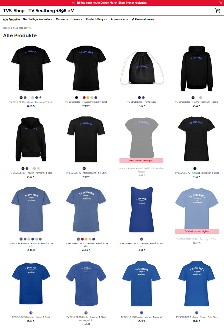 Scrennshot des TVS-Shop